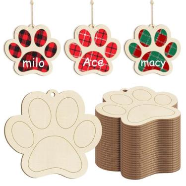 Imagem de Enfeites de madeira em forma de pata para cães Sophena 24PCS para arte