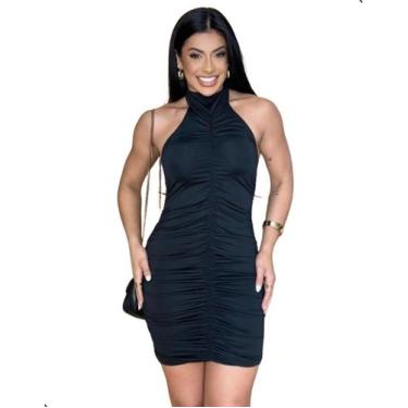 Imagem de Vestido Curto Drapeado Justo Costas Aberta Feminino Suplex - Genérica,