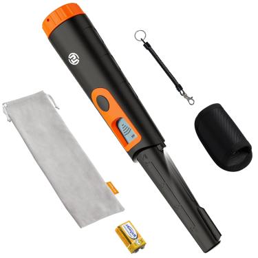Imagem de SUNPOW Detector de metais Pinpointer para adultos e crianças, totalmente à prova d'água, haste de ponteiro de pino portátil com detecção de 360° com tela LCD, 3 modos (campainha, vibração, som) para