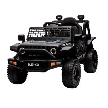 Imagem de Mini Carro Infantil Jipe Life 12V Preto com Controle Remoto Parental e Autônomo, Recarregável, Som MP3/Bluetooth, Faróis LED para Criança Passeio