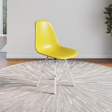 Imagem de Cadeira Eames Estilo Moderno em Ferro Branco com Assento Amarelo - Up 