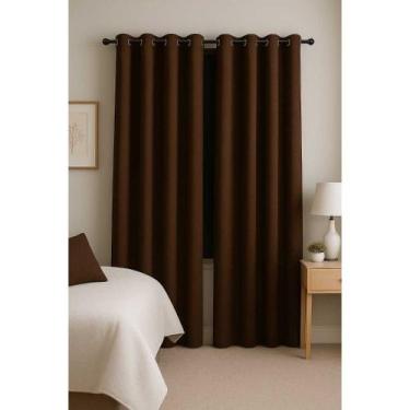Imagem de Cortinas tecido blackout corta luz - R A CONFECCOES, TABACO, 5X2,80
