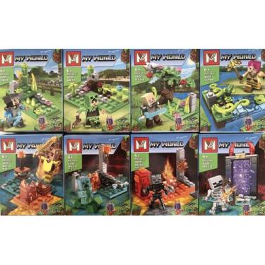 Imagem de Kit com 8 Lego Minecraft - Com 361 peças - Incluso personagens e cenár