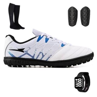 Imagem de Kit pra Jogo Society Chuteira + Meião, Caneleira e Relógio - Light, Br