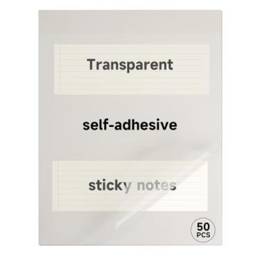 Imagem de 50 folhas 21 x 28 cm notas adesivas transparentes, notas autoadesivas transparentes extra grandes, presentes de volta às aulas para abas de livros, material escolar, escritório