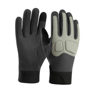 Imagem de Generic Luvas de motocicleta com tela sensível ao toque, luvas de ciclismo à prova d'água para homens e mulheres para clima frio, quadriciclo, atividades, Cinza Verde