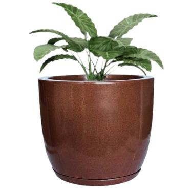 Imagem de Vaso Planta Grande Cone Liso Polietileno Luxo Jardim Varanda (Marrom)