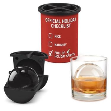 Imagem de Máquina de gelo transparente de Natal, máquina de bola de gelo transparente de aço inoxidável de 6,3 cm, moldes de gelo para uísque/coquetel antiquado/bourbon, presentes de uísque para homens, pai