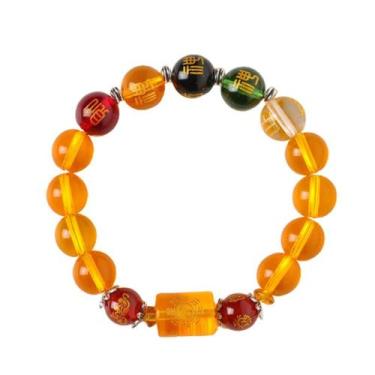 Imagem de Pulseira Feng Shui Glaze com Cinco Miçangas de Cristal Amarelo - yiwei