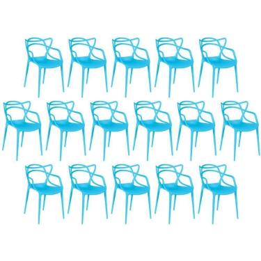 Imagem de Kit 16 Cadeiras De Jantar Allegra Design Empilhável - Azul
