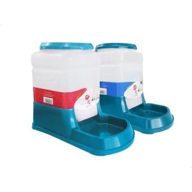 Imagem de Comedouro para CãEs，Comedouro para Gatos，Capacidade de 3 Litros，DisponíVel em Azul, Rosa e Vermelho，Adequado para os Donos Liberarem as MãOs ao Alimentar os Animais de EstimaçãO(Azul)