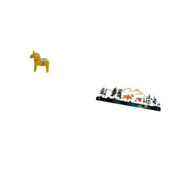 Imagem de Fenteer Escultura de Cavalo E Veado Sueco Dalecarlian, Ornamento Colecionável para Estante, Armário de Entrada, Jardim, Cerca, Decoração de Casa, Amb