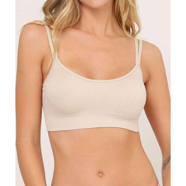 Imagem de Sutiã Top Sem Bojo Canelado Alças Finas DelRio-12850, Bege, P