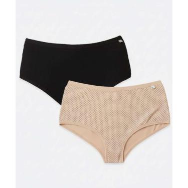 Imagem de Kit 2 Calcinhas Cintura Alta Delcotton-07687, Bege, M