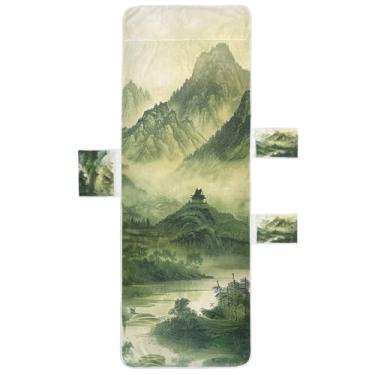 Imagem de STAYTOP Smoky Green Mountains Capa de toalha de espreguiçadeira, capa macia para espreguiçadeira, capas de cadeira de praia com bolsos para jardim ao ar livre, pátio, pátio, banhos de sol, gramado