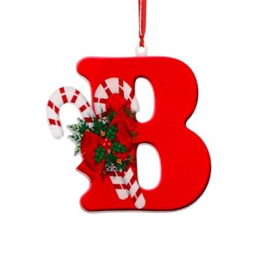Imagem de Letras Enfeites de Árvore de Natal, 26 Alfabeto Enfeites Árvore Natal Personalizados Pingente Pendurar para Decoração Festas Artesanato (B)