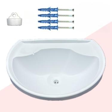 Imagem de Pia de Banheiro com Sifão e Ralo Lavatório Completo Antimanchas em Plástico Cuba para Banheiro com Kit de Instalação (4L BRANCO SEM SIF)