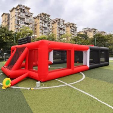 Imagem de Vinfgoes Quadra esportiva inflável portátil, campo inflável de futebol, basquete e vôlei, 3 em 1, jogo esportivo múltiplo com ventilador para aniversário/playground escolar/família/jogos de