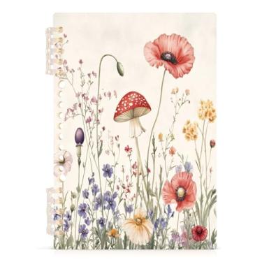 Imagem de Burbuja Caderno floral retrô, papel pautado universitário A5 com 60 folhas, fichário para diário, trabalho, escritório, 1 pacote