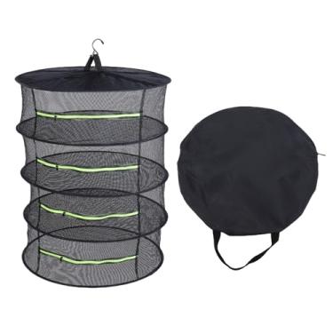 Imagem de Keenso Rack de Secagem, Rack de Secagem de Malha Suspensa Rede de Secador de Cesto Suspenso de Nylon Dobrável de 4 Camadas Com Zíper, para Roupas, Plantas, Flores, Acampamento Ao Ar