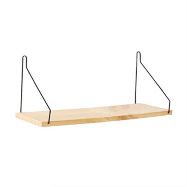 Imagem de Prateleira de Parede Rustica com Suportes Metal Prateleiras Armazenamento Decoração Quarto para Cozinha Sala Estar Banheiro Robusta Economia Espaço Or