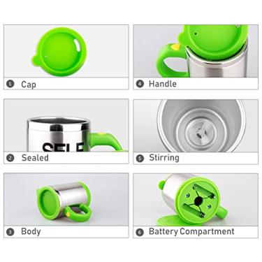 Imagem de Caneca autoagitadora de 400mL com tampa elétrica automática aço inoxidável auto misturadora para café leite cacau chocolate quente chá