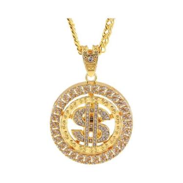 Imagem de Colar Com Pingente Rotativo De Dólar Americano Em Ouro E Prata Para Ho