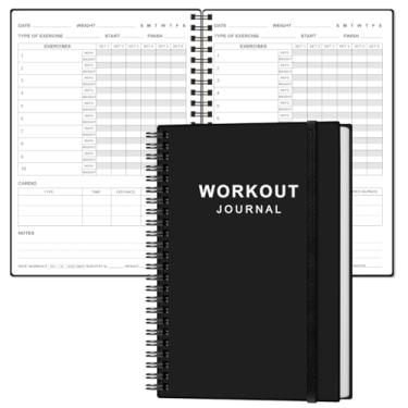 Imagem de Diário de fitness para mulheres e homens, diário de exercícios diários A5 para perda de peso, academia, ganho muscular, progresso de musculação, 14,7 x 21 cm, preto