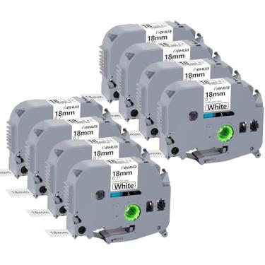 Imagem de Hehua Fita de substituição branca laminada 8PK TZe TZ 18 mm 0,7 para Brother Label Maker Tape TZe-241 TZe241 TZ-241 para P Touch PTD400 PTD600 PTP750W PT1880, 3/4 x 8 m, preto sobre branco