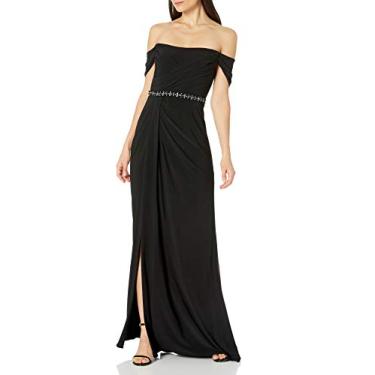 Imagem de Adrianna Papell Vestido feminino plissado com coluna, Preto, 38