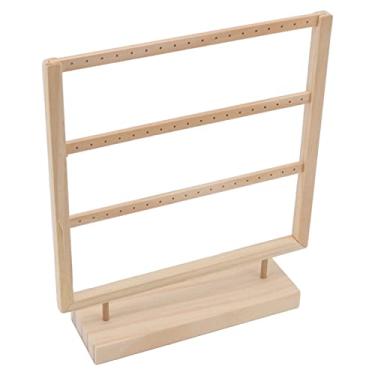 Imagem de KIMISS Brinco Organizador Suporte para Pendurar Brincos-log Cor de Madeira Jóias Titular Expositor para Balançar e Brincos de Armazenamento (3 camadas)