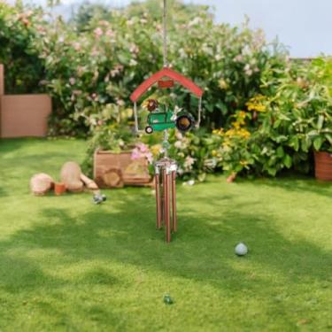 Imagem de ICE ARMOR Carro verde de 80 cm de comprimento em um celeiro, estátua de sino de vento, escultura, ornamento, decoração de jardim, ideias para inauguração de casa, feriados e aniversários, ótima adição