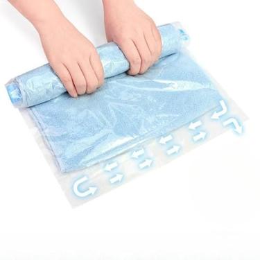 Imagem de Sacos de compressão de rolo manual, pacote com 4 sacos de armazenamento que economizam espaço para viagens, sem necessidade de bomba de sacos de vácuo para equipamentos sazonais, Transparente., 40*60