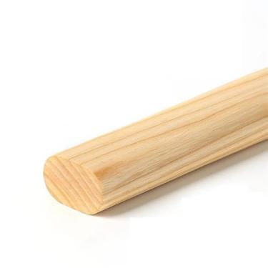 Imagem de Vara de armário oval de madeira premium para pendurar roupas, poste de armário, barra transversal, varões de pendurar de faia natural polida para armário com suporte de extremidade para armazenamento