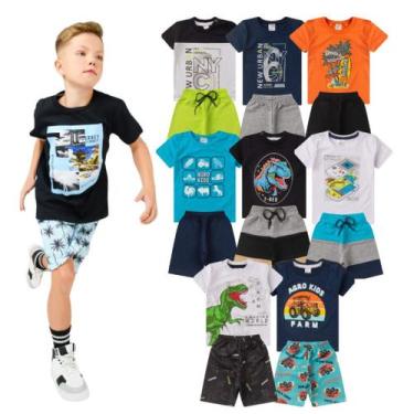 Imagem de Kit Sortido 10 Peças de Roupas 5 Conjuntos Camisetas + Shorts Infantil
