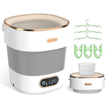 Imagem de Máquina de lavar portátil, mini lavadora e centrifugadora com gancho dobrável, máquina de lavar roupa íntima compacta pequena de 16 L, roupas de bebê, para apartamentos, dormitórios, trailers, viagens
