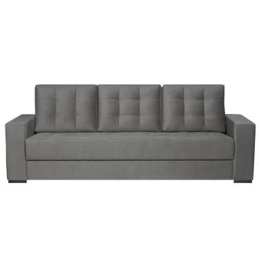 Imagem de Sofá New Assento Fixo 2 Lugares De 0,90 E Braços De 0,22 Total 2,24 Veludo Cinza Chumbo