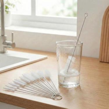 Imagem de Conjunto de escovas de limpeza de nylon, escovas pequenas de 12 peças para limpeza de precisão, tubos, eletrônicos e limpeza doméstica, cerdas de nylon duráveis, branco