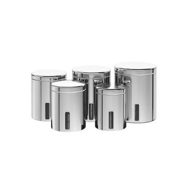 Imagem de Conjunto de Potes para Mantimentos Brinox Suprema 5 Peças com Visor Inox