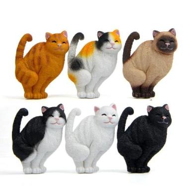Imagem de Conjunto de estatuetas de gato para decoração de jardim Resin Animal S