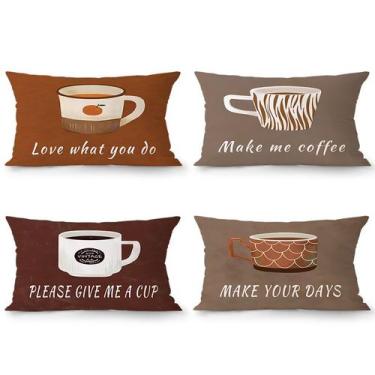 Imagem de Conjunto de fronhas: xícara de café vintage com tema de café, 40 x 60 