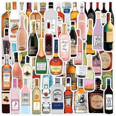Imagem de Decalques de vinil, 60 peças, adesivos para garrafas de licor à prova 
