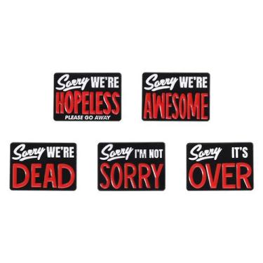 Imagem de Conjunto de broches Funny Quote Black Red Enamel Alloy x5 - Yiweisai