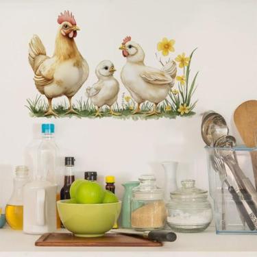 Imagem de Adesivos de parede Farmhouse Chicken, decalque de PVC, 46x29cm, removí