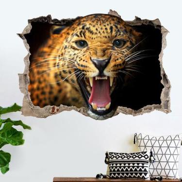 Imagem de Adesivo de parede Fierce Leopard 3D Realistic Animal 42x60cm PVC - yiw