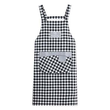 Imagem de Avental preto e branco quadriculado poliéster 80x70cm - yiweisai