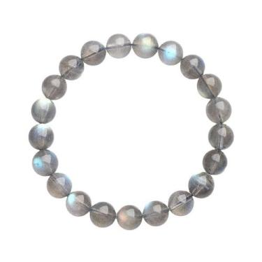 Imagem de Pulseira Moonstone cinza natural com miçangas Blue Flash de 7-7,7 mm -