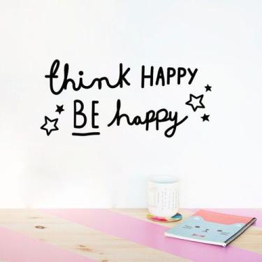 Imagem de Adesivos de parede Think Happy, Be Happy PVC 26x60cm - yiweisai