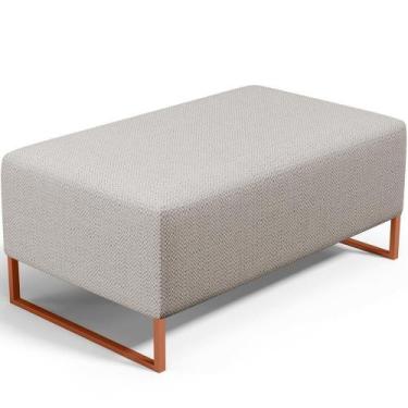 Imagem de Puff Decorativo Sala De Estar Cléo 90cm Base De Ferro Cobre W01 Linho 