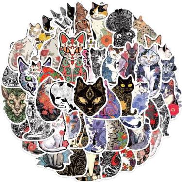 Imagem de Conjunto de adesivos Tattoo Cat, 50 unidades, decalques de vinil para 